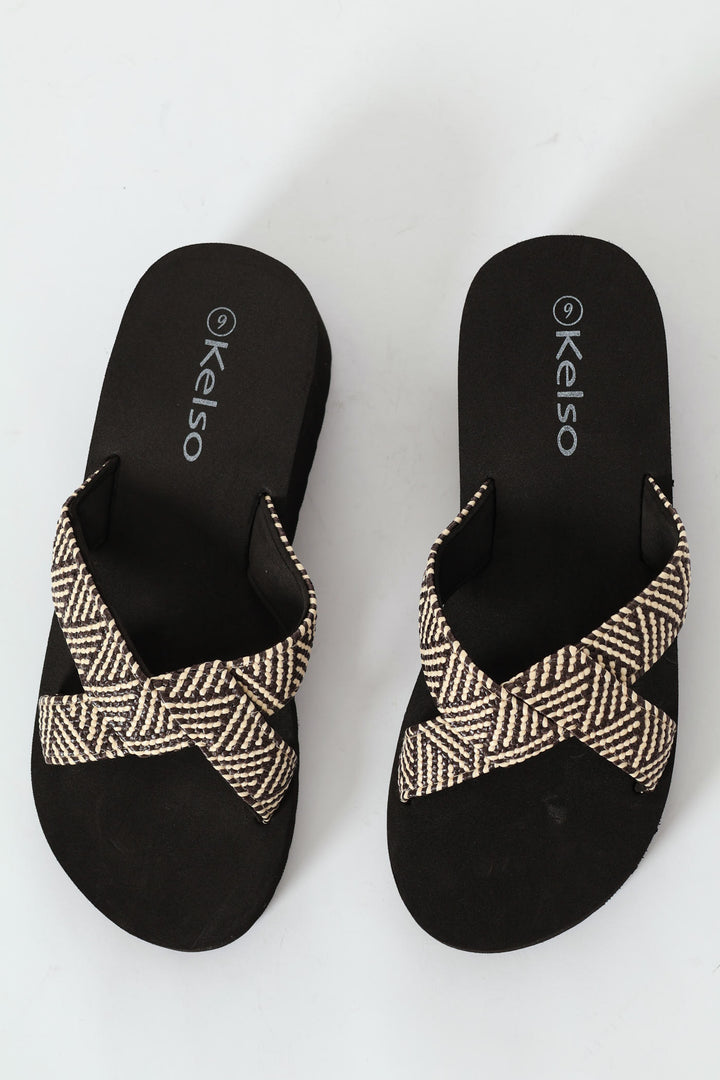 Flatform Slide With Aztec Crossover Band - Natural