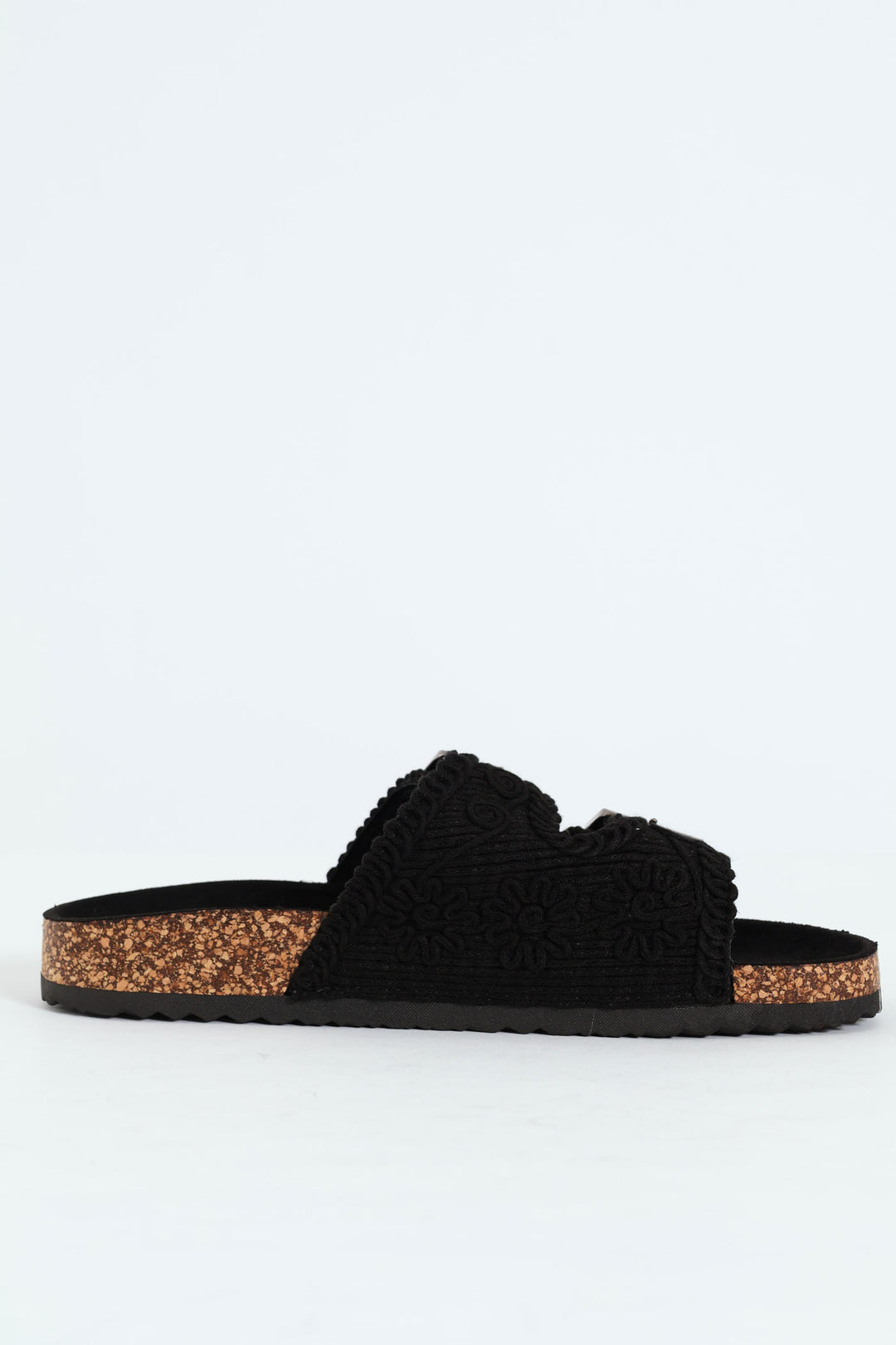 Crochet Style Cork Birkie Sandal - Black