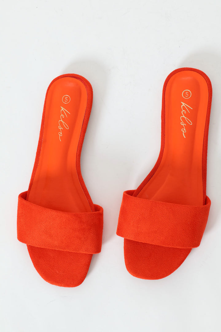 Basic Plain Mule Push In Sandal - Orange