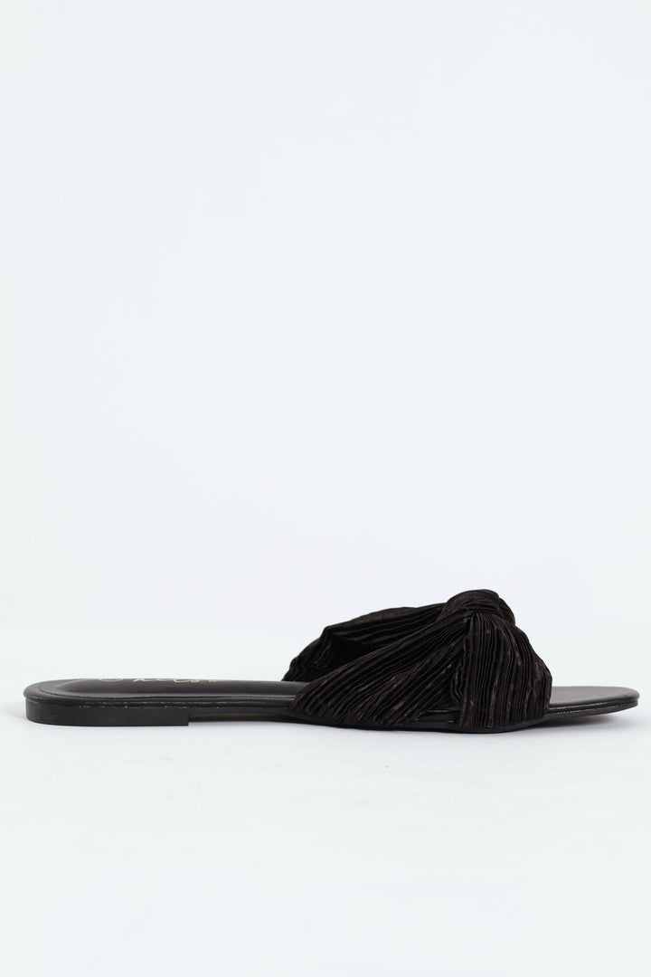 Knotted Cross Strap Sandal - Black