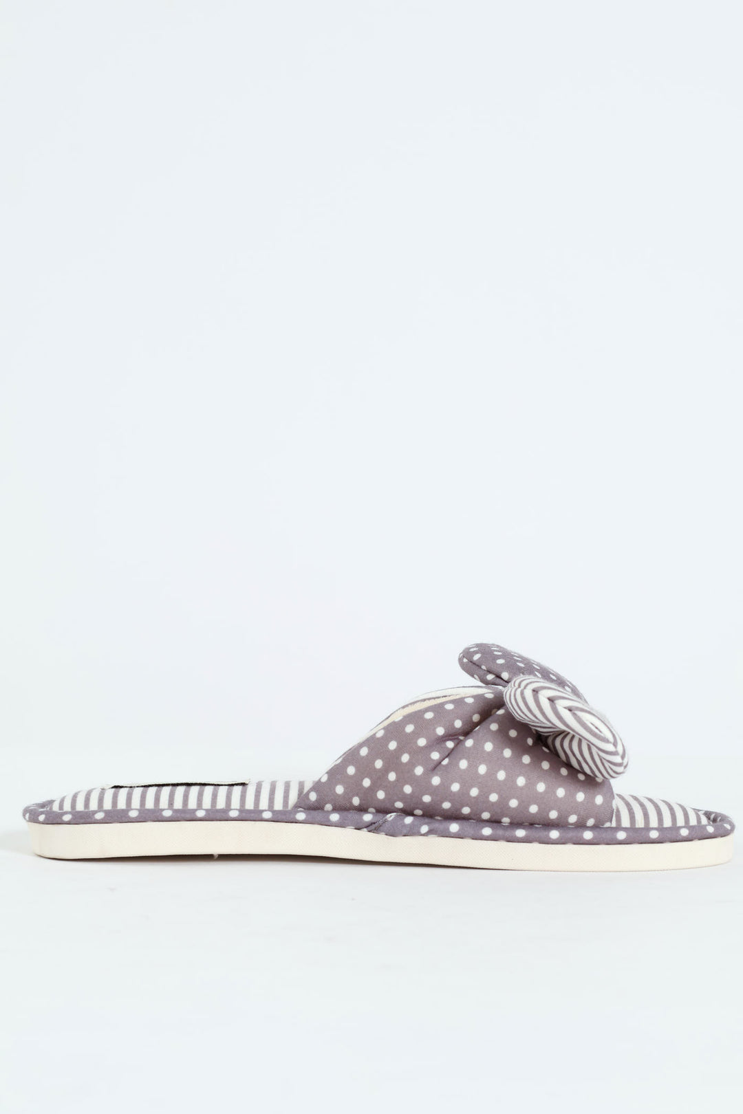 Jersey Knit Slipper With Bow - Grey