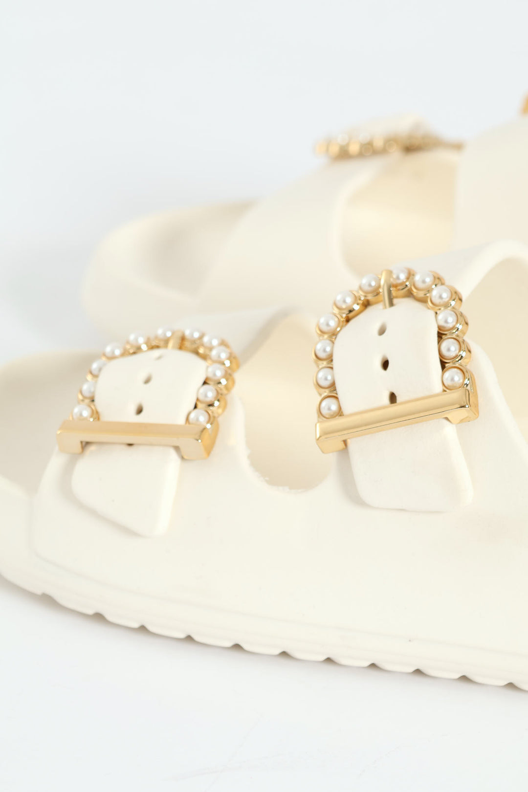 Eva Slide With Pearl Buckle - Off White