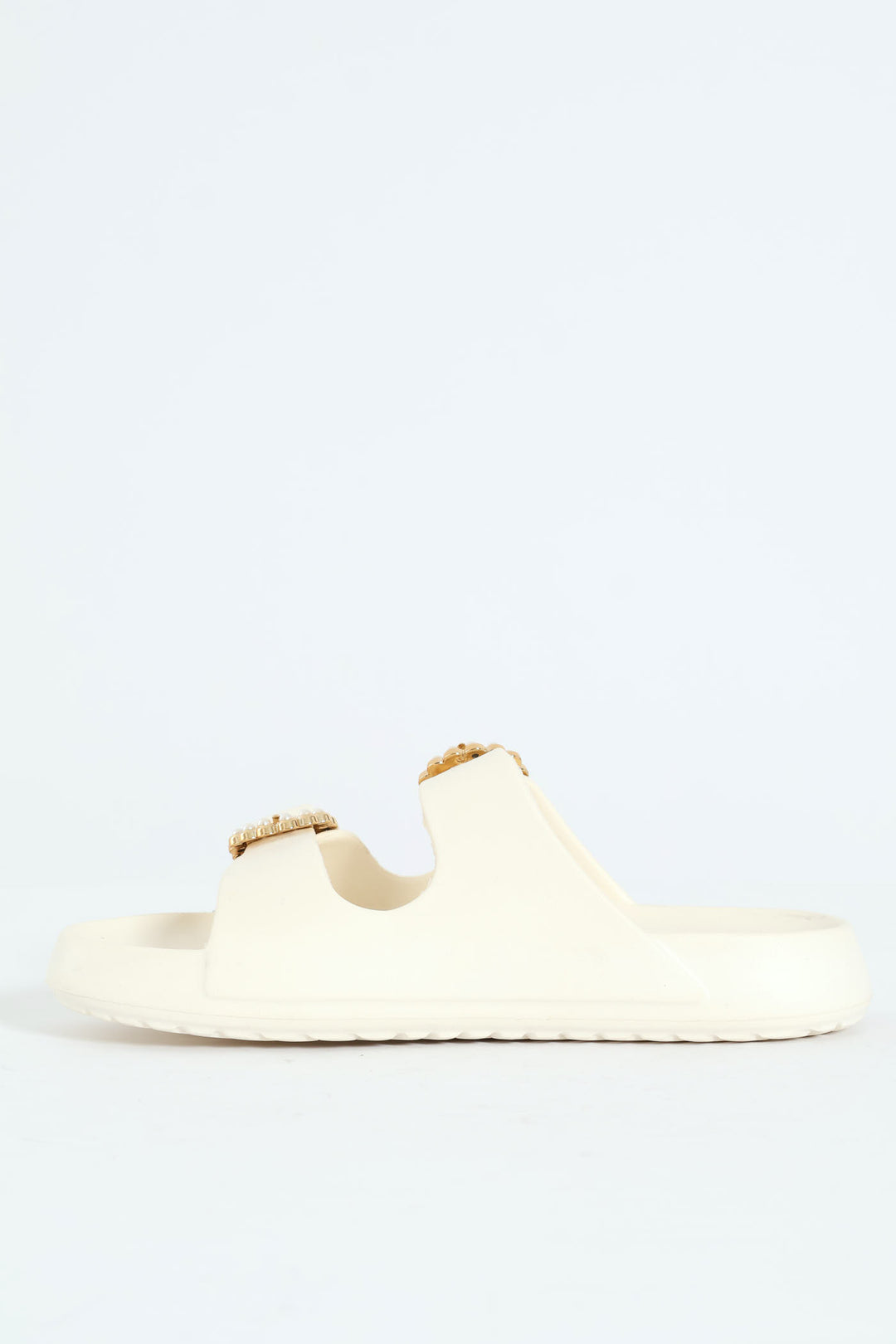 Eva Slide With Pearl Buckle - Off White