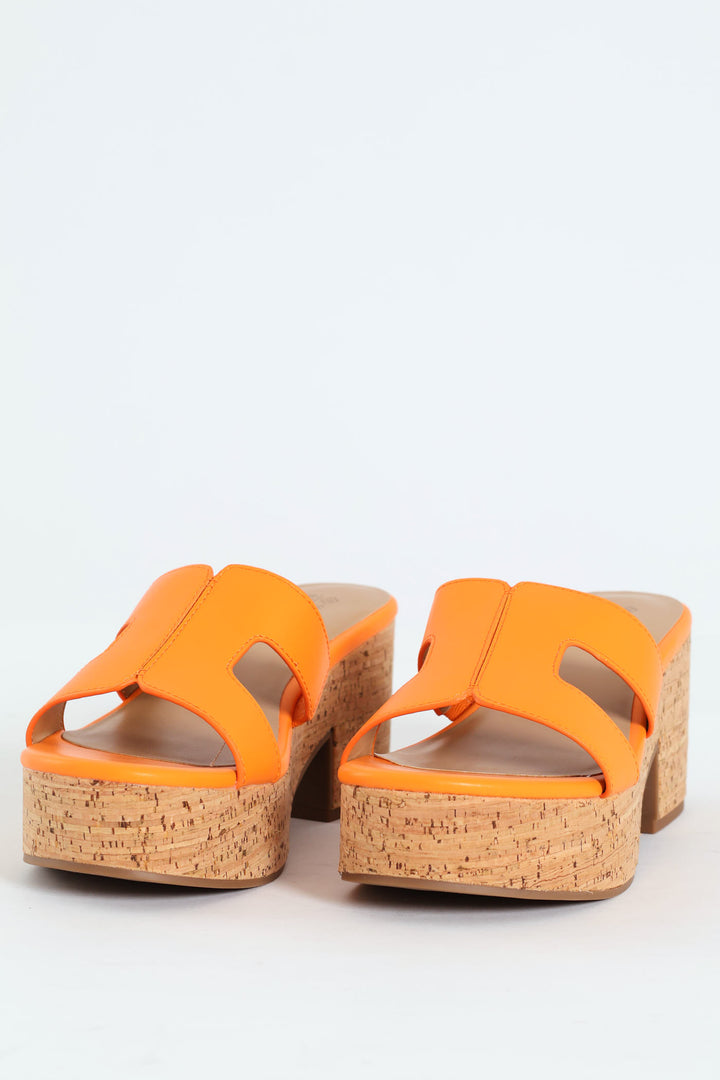 Halerria Push In Cork Mid Heel - Orange