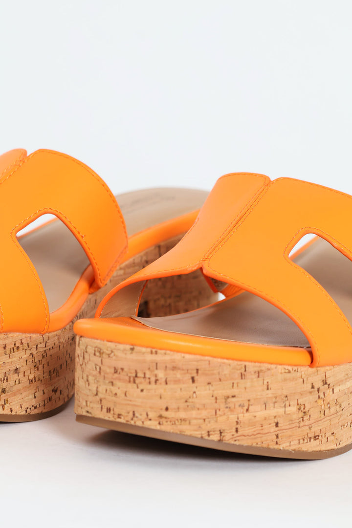 Halerria Push In Cork Mid Heel - Orange