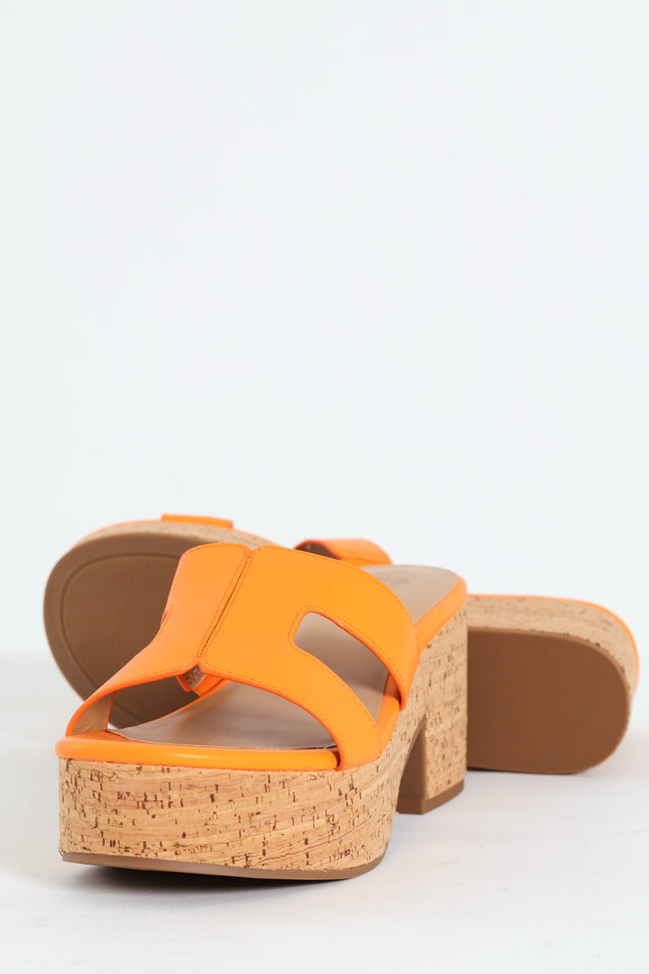 Halerria Push In Cork Mid Heel - Orange