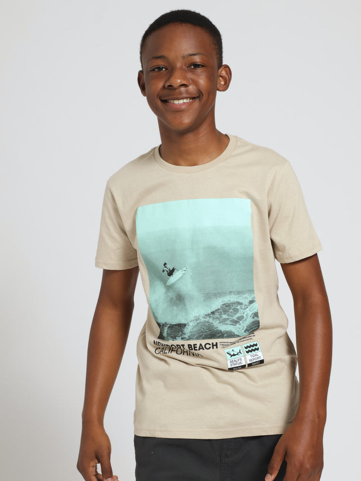 Boys Surf Print Tee - Grey