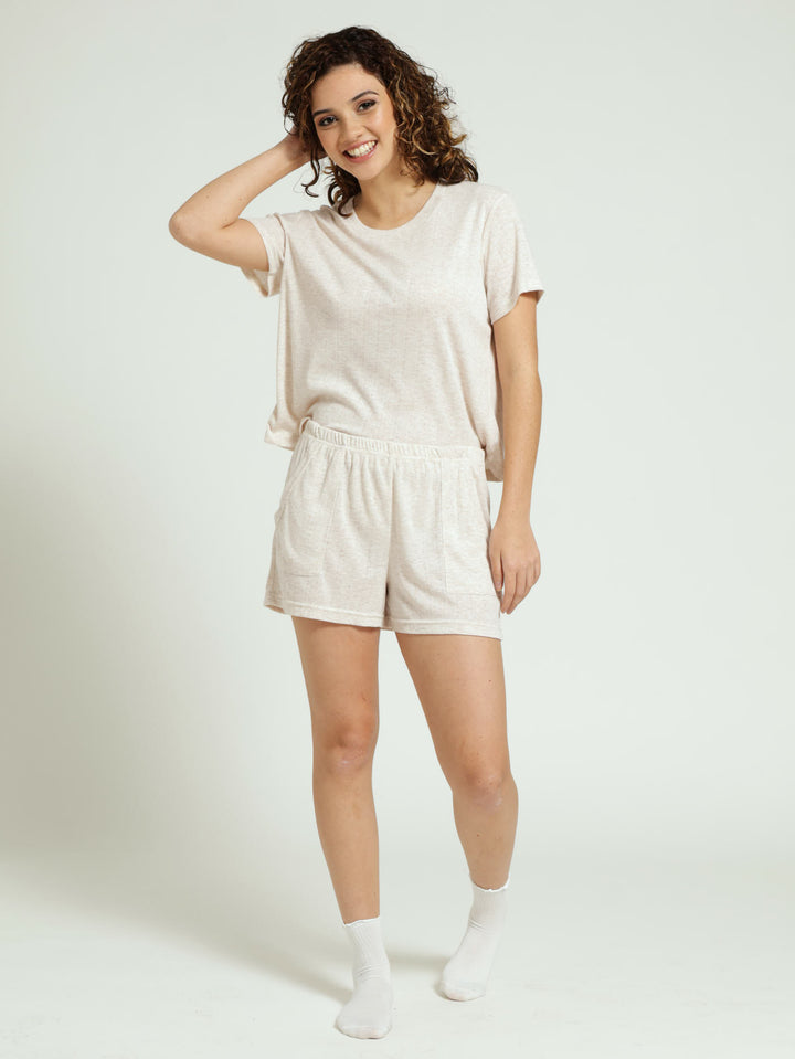 Pointelle Pj Short - Oatmeal