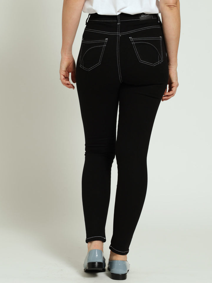 Contrast Stitch Skinny Jean - Black