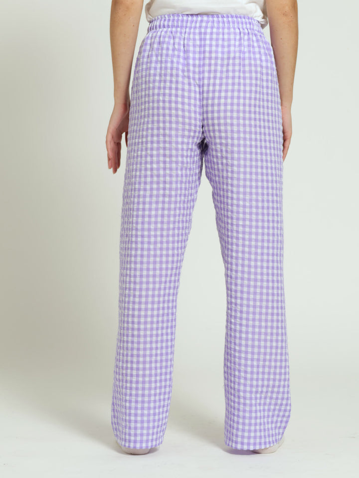 Gingham Check Woven Boxer Pj Pants - Purple