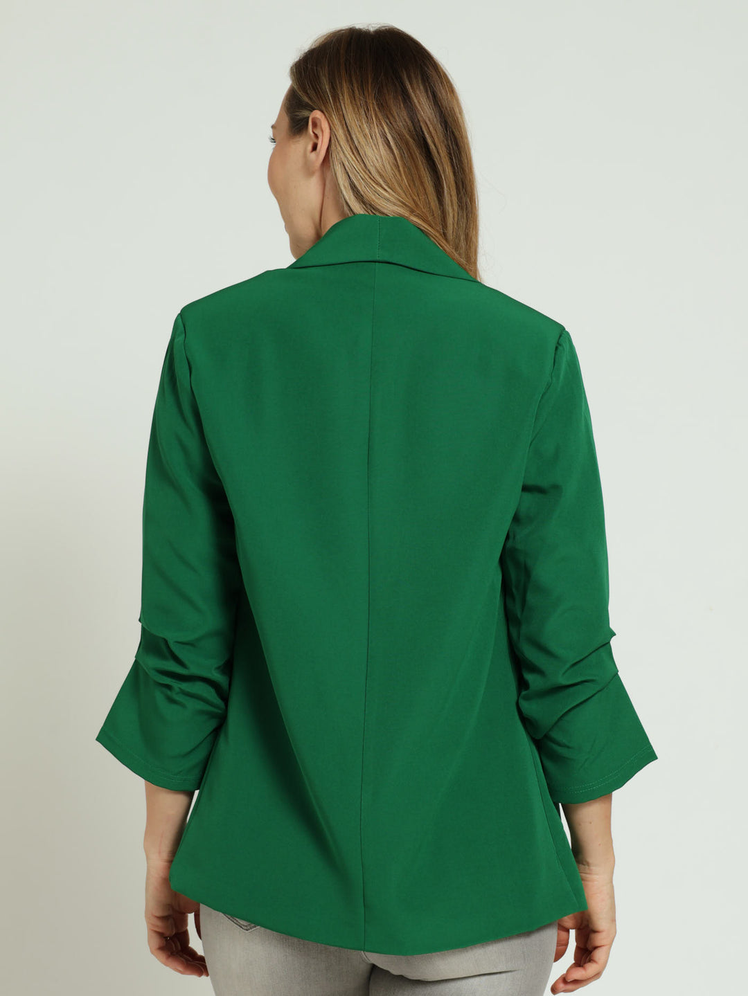 Ruched Sleeve Blazer - Green