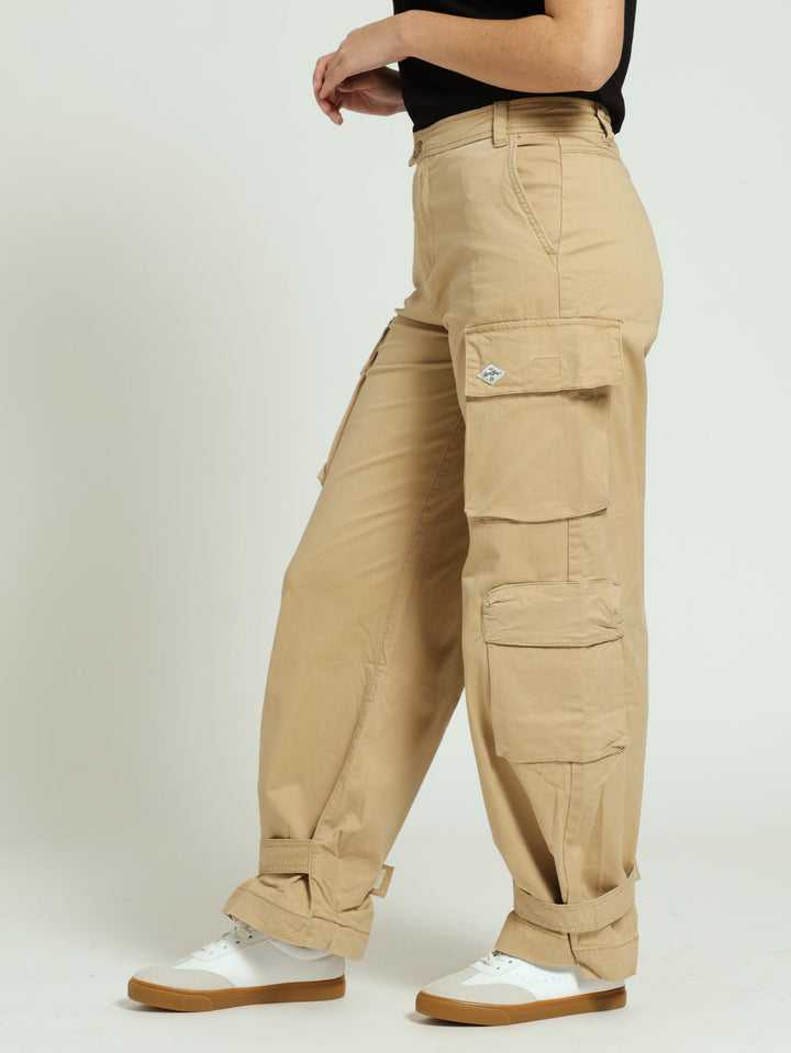 Stretch Twill Straight Leg Cargo Pants - Khaki