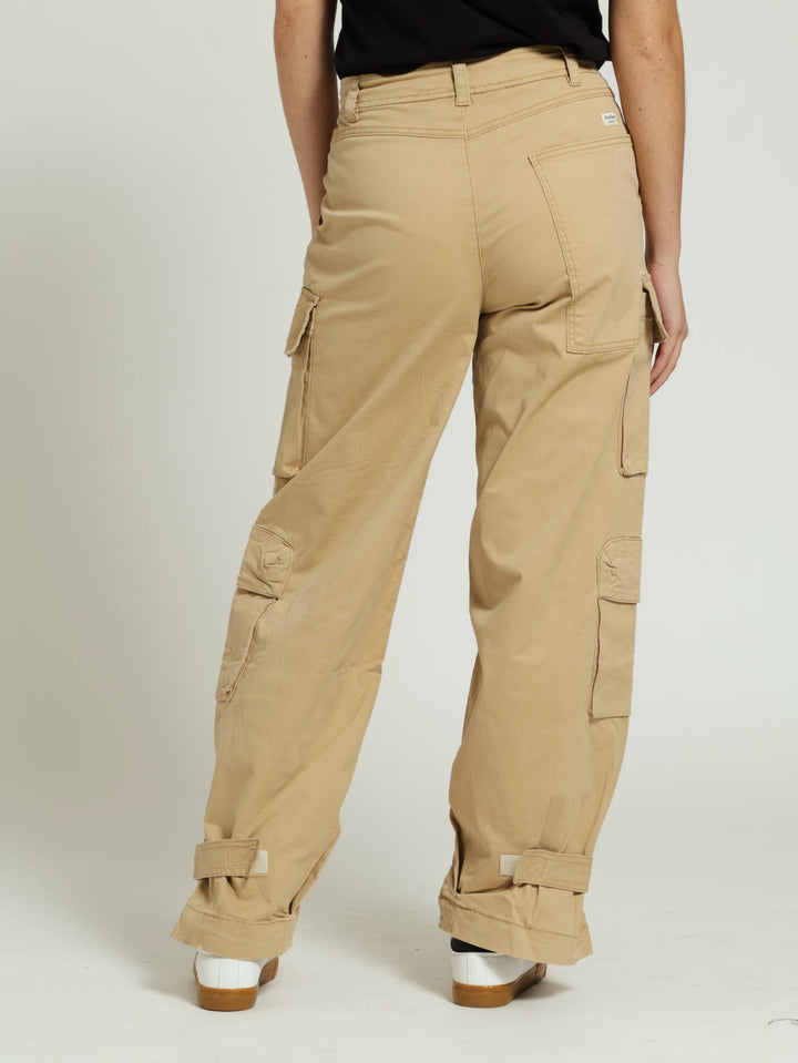 Stretch Twill Straight Leg Cargo Pants - Khaki