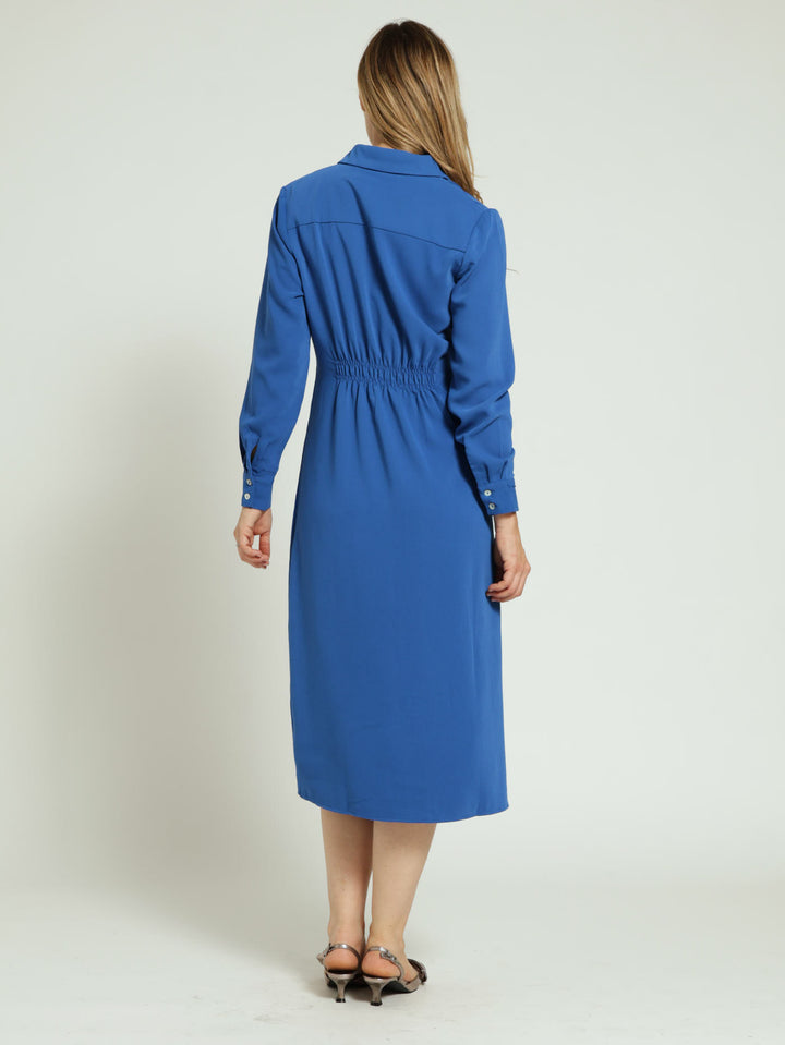 Long Length Shirt Dress - Blue