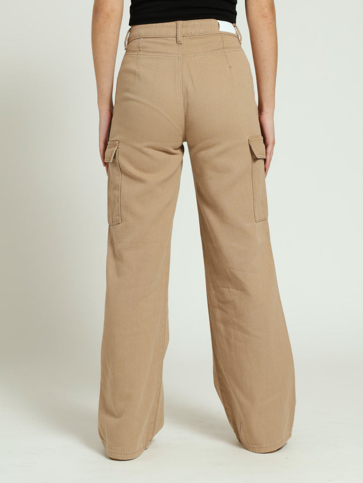 Open Hem Cargo Pants - Stone