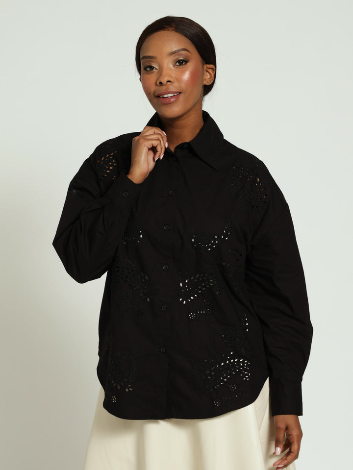 Anglaise Relaxed Fit Shirt - Black