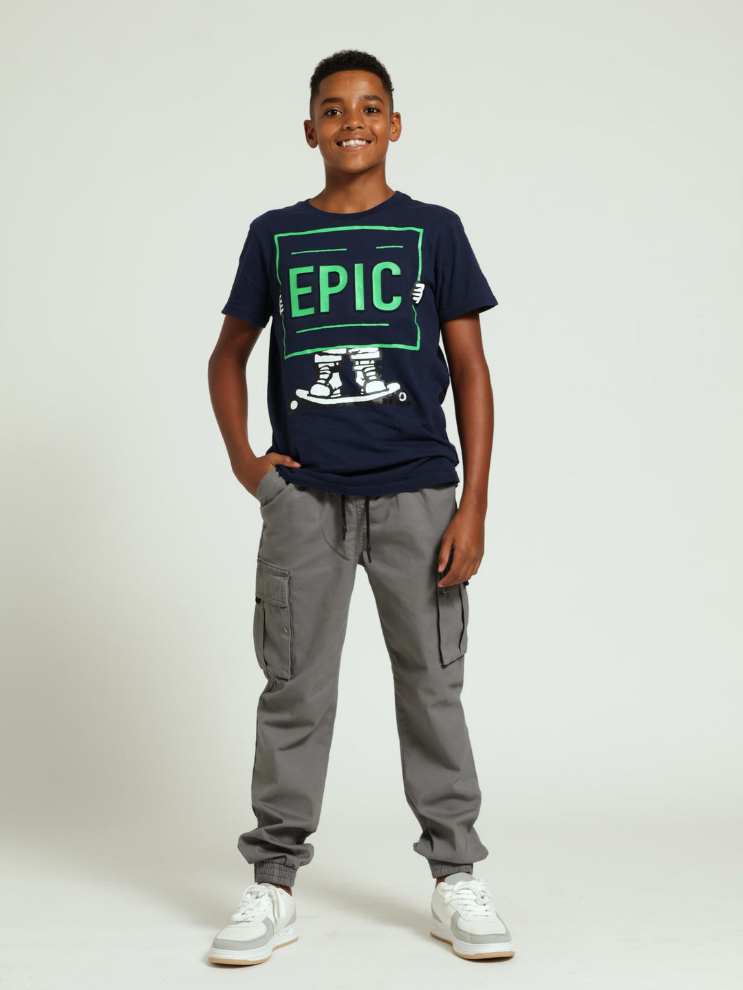 Boys Epic Embossed Tee - Navy