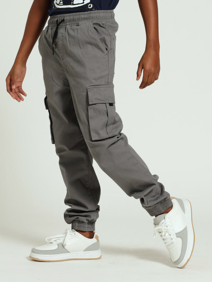 Boys Bellow Cargo Pants -Grey