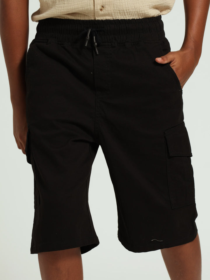 Boys Cargo Shorts - Black