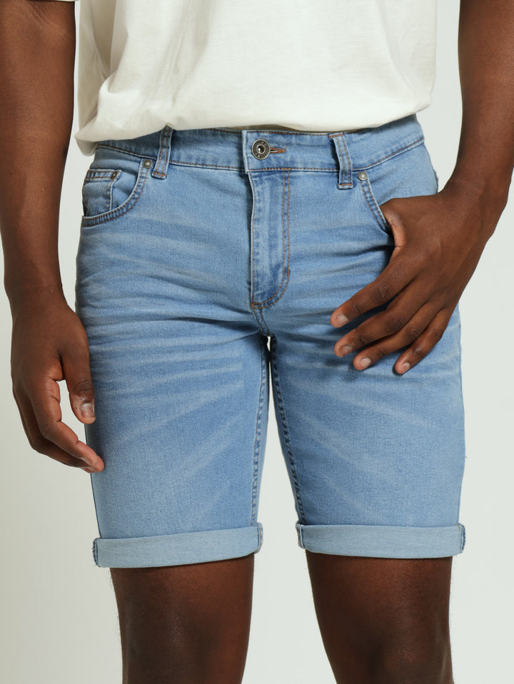 5 Pocket Denim Bermuda Shorts - Light Wash