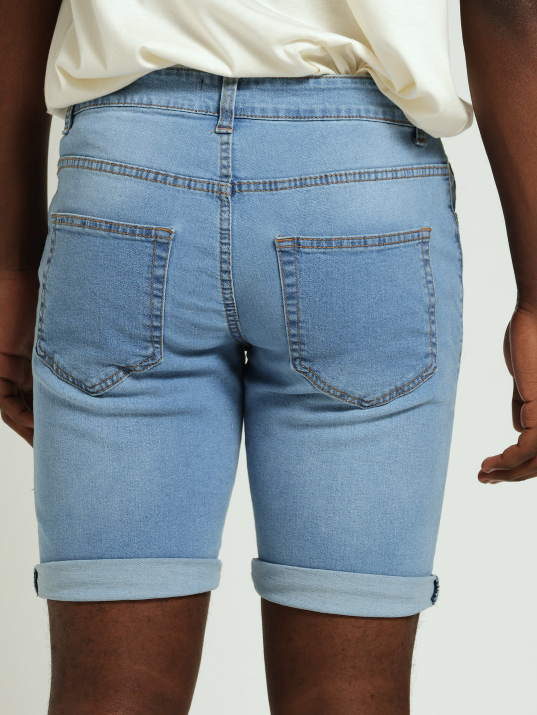 5 Pocket Denim Bermuda Shorts - Light Wash