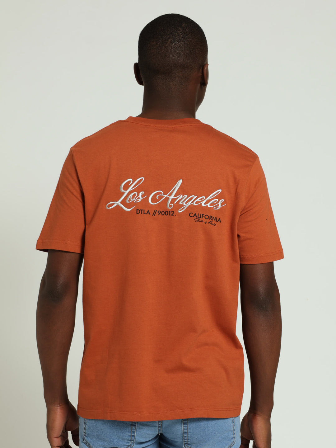 Los Angeles Embroided Front & Back Tee - Rust