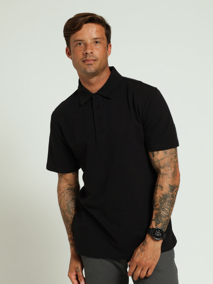 Slub Self Collar Golfer - Black