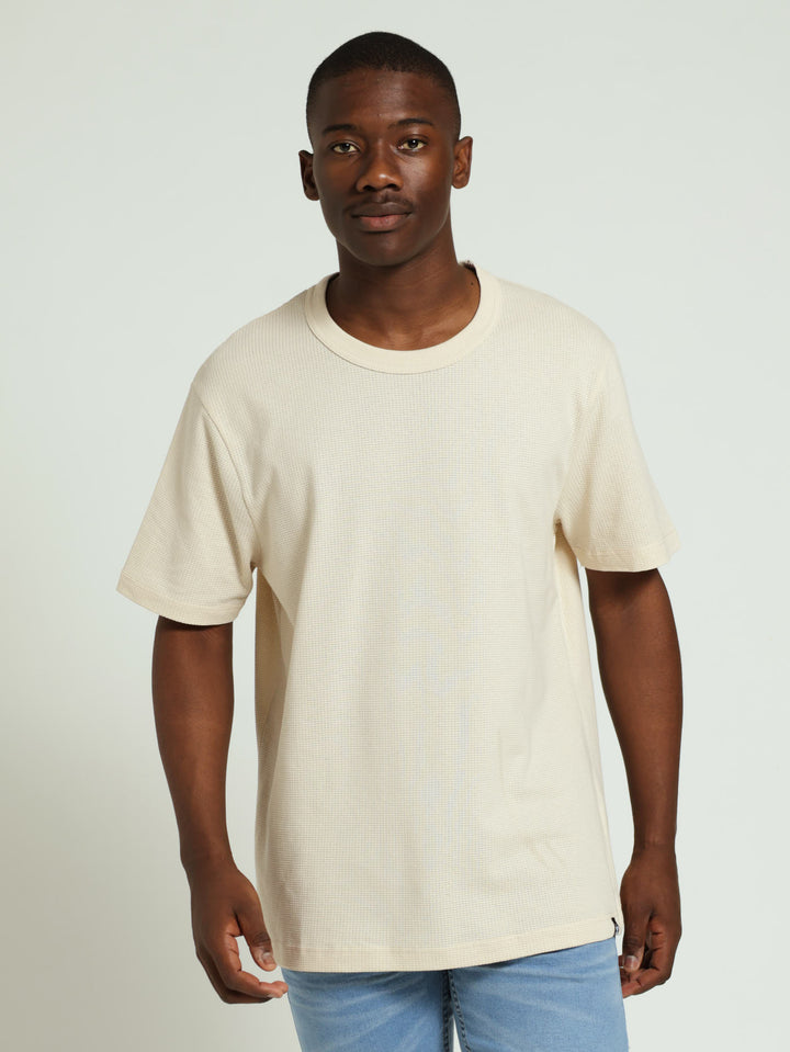 Basic Grid Waffle Tee - Stone