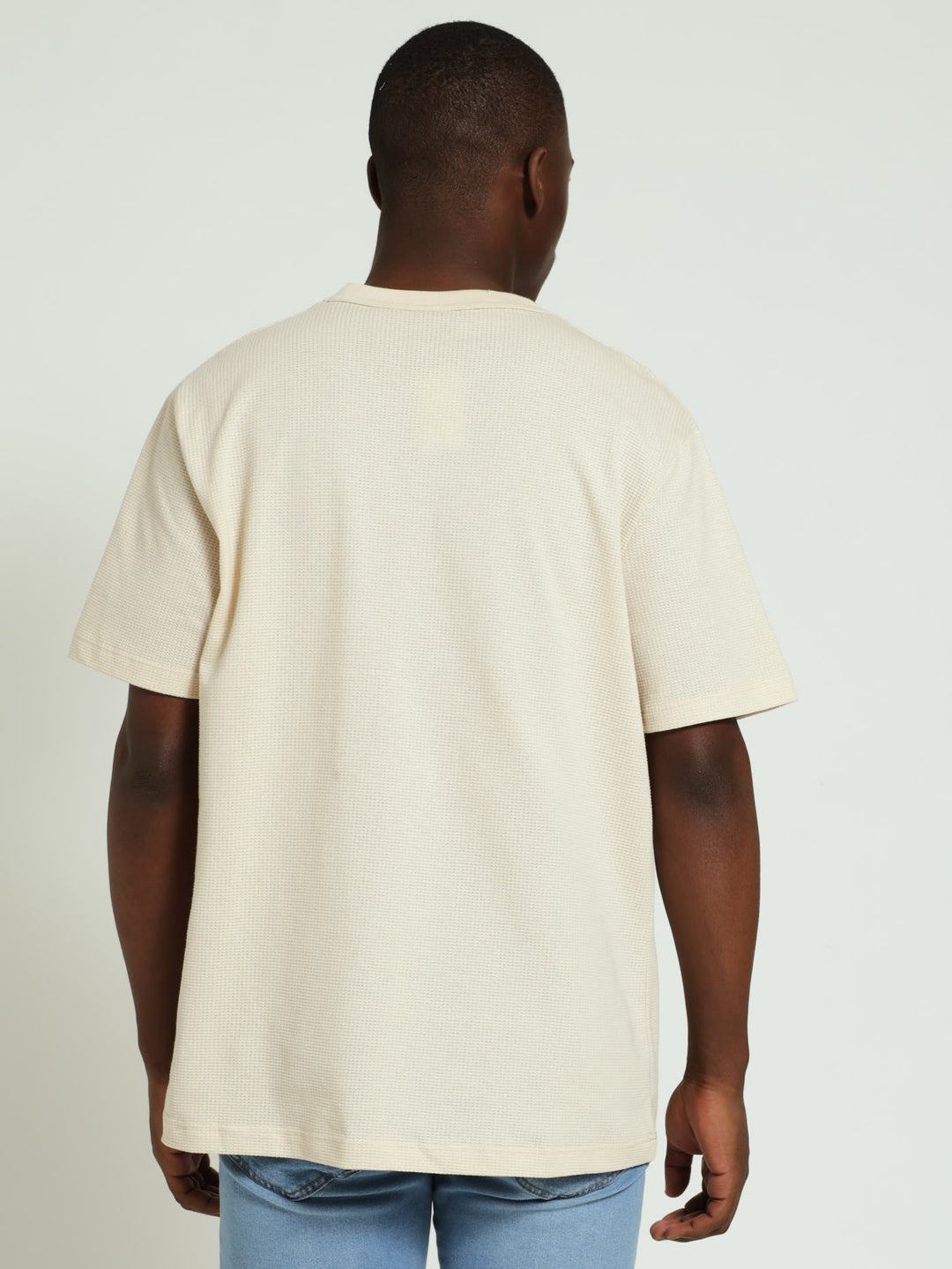 Basic Grid Waffle Tee - Stone