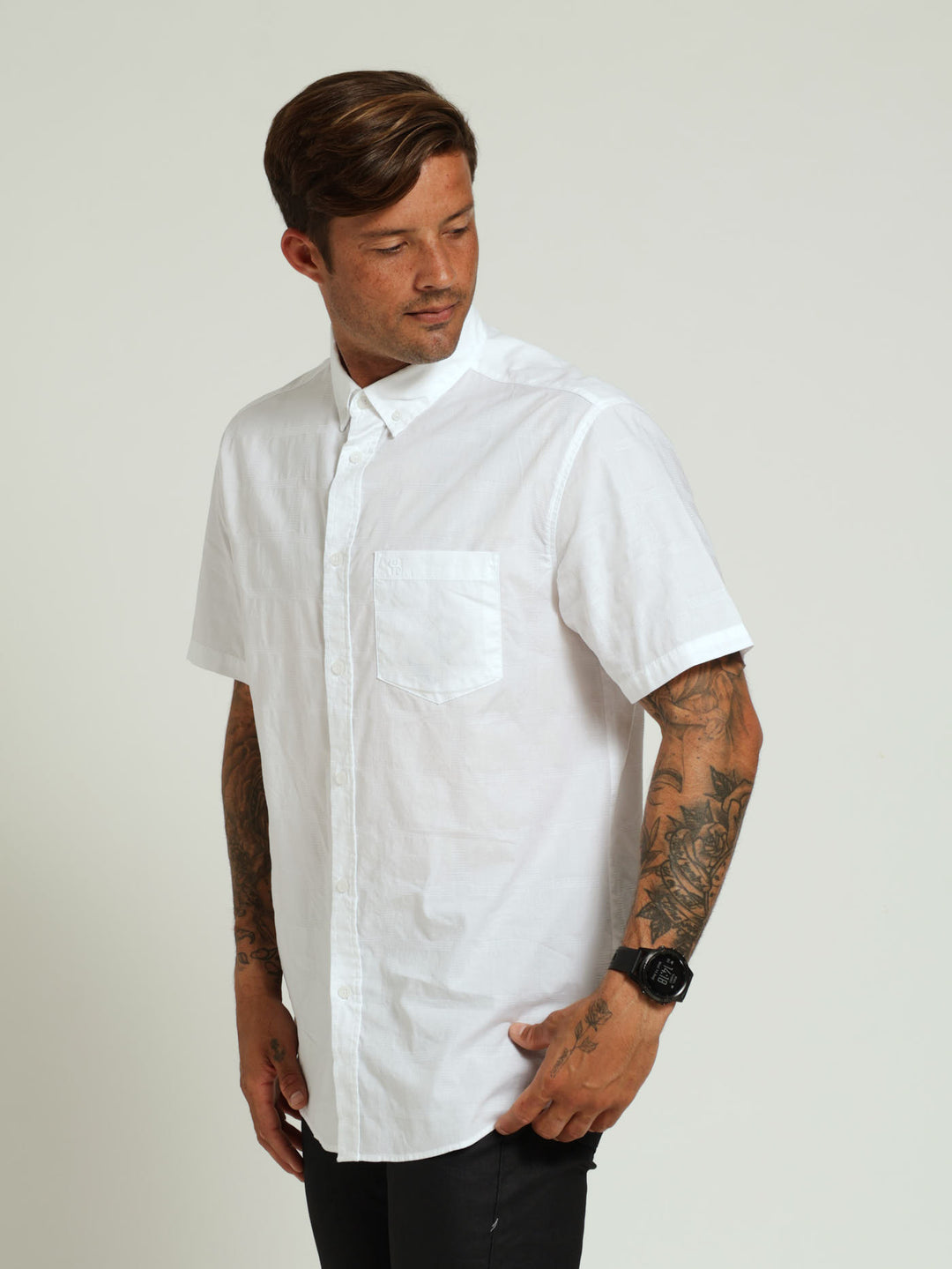 Check Woven Shirt - White