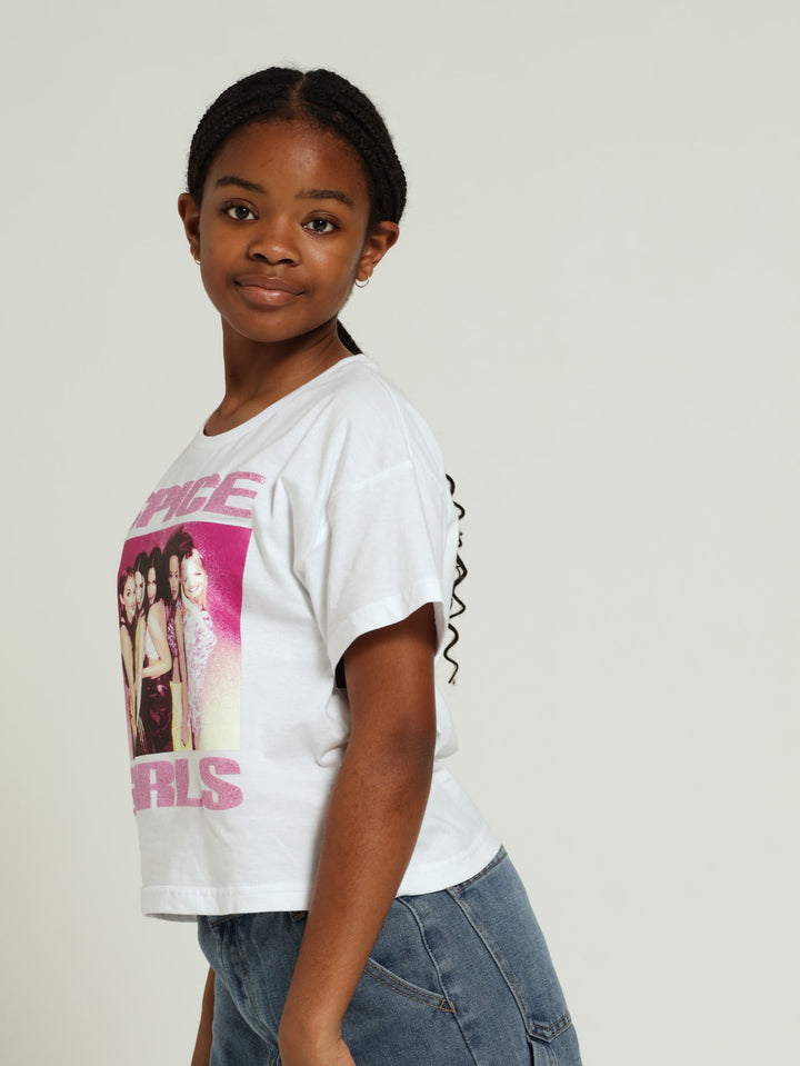 Girls Spice Girls Boxy Tee - White