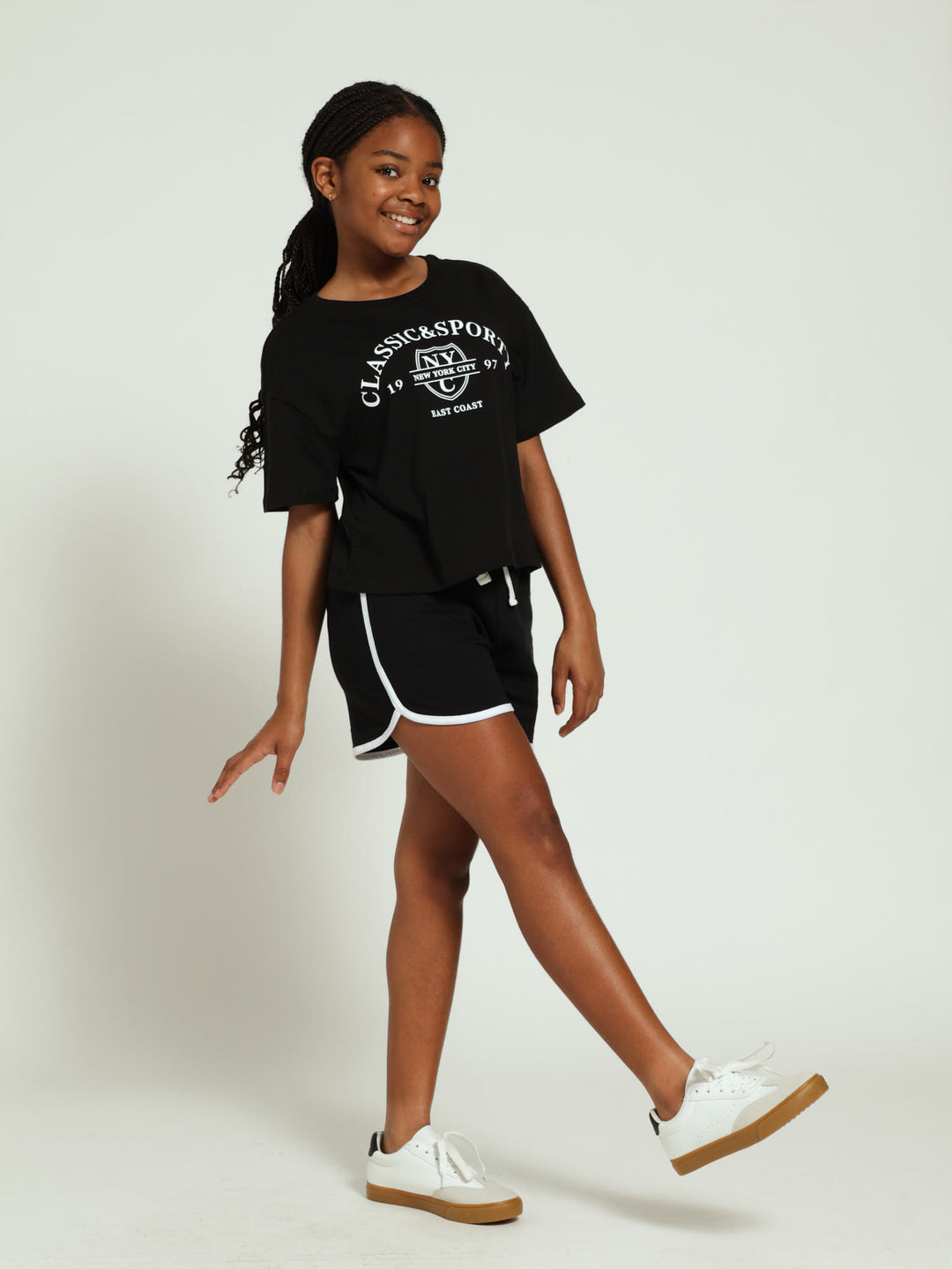 Girls Boxy Classic Tee - Black