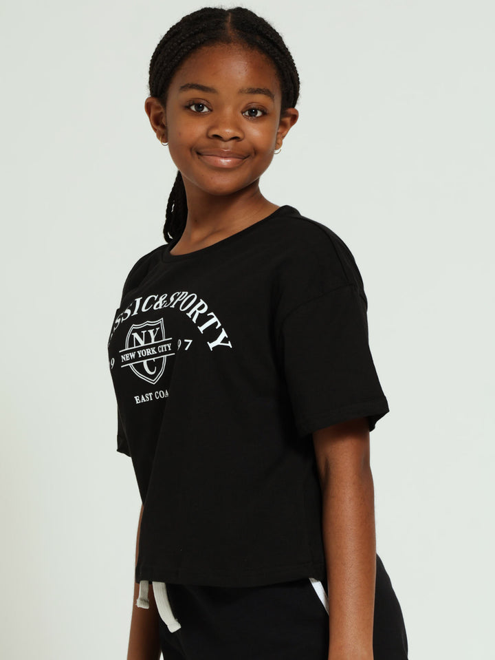 Girls Boxy Classic Tee - Black