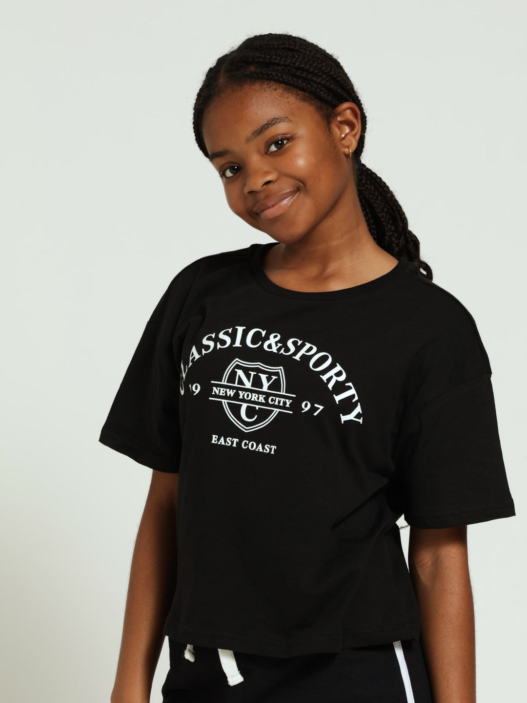 Girls Boxy Classic Tee - Black