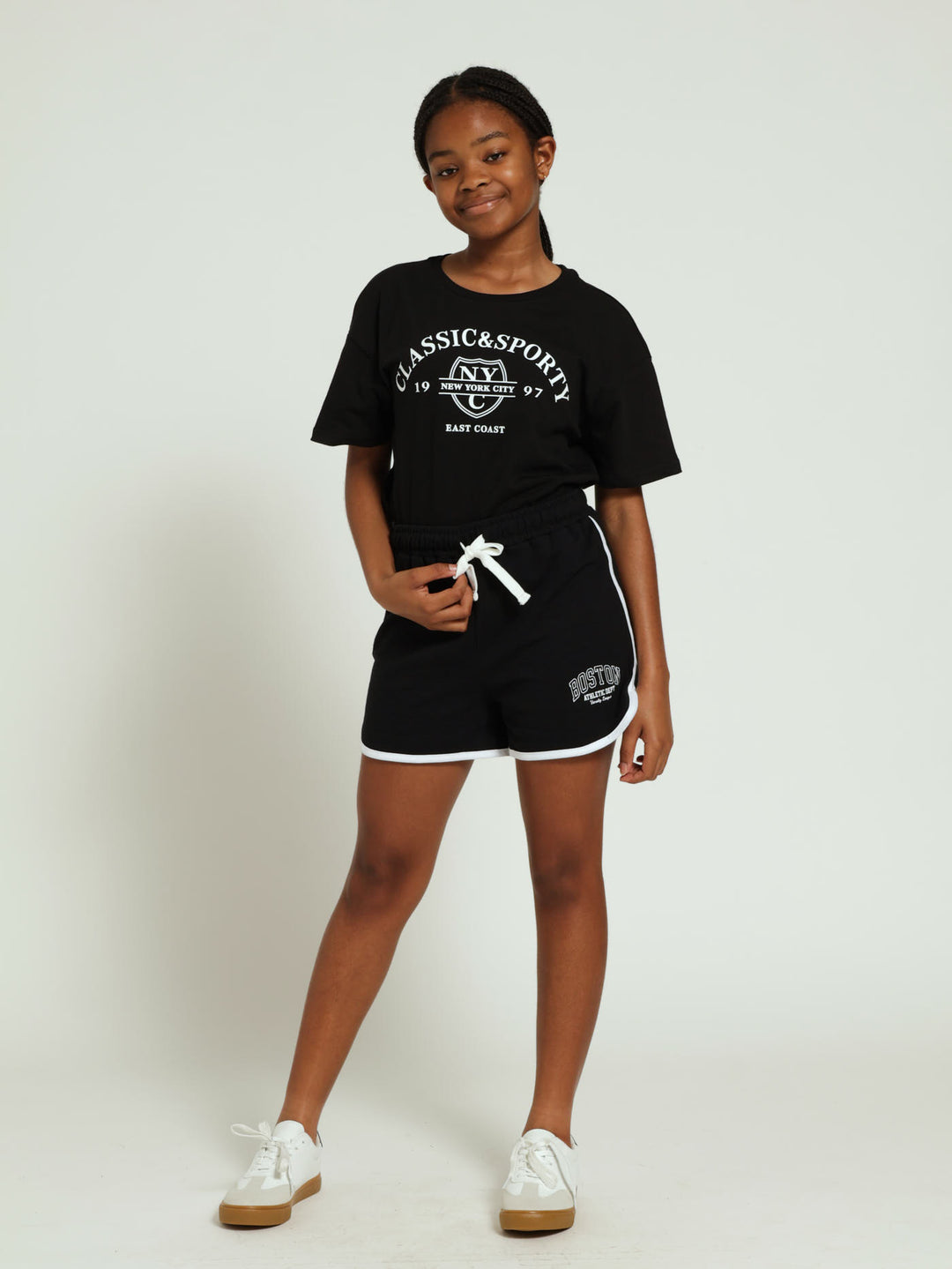 Girls Boston Fleece Shorts - Black