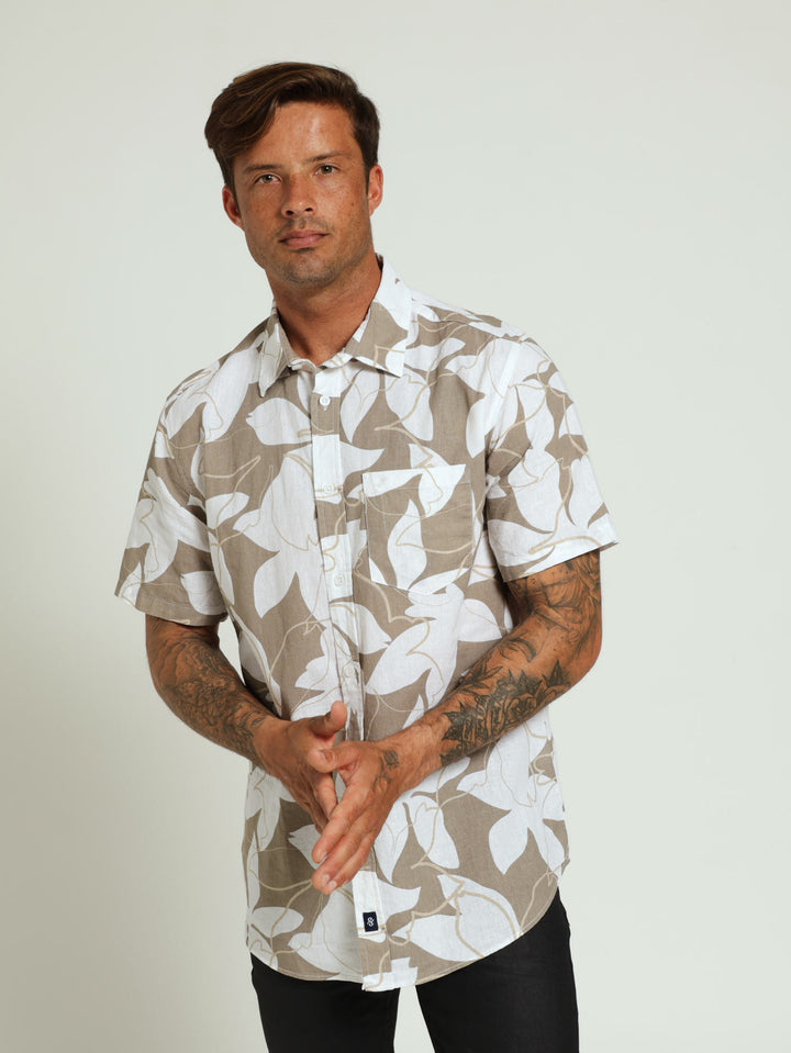 Abstract Print Shirt - Camel