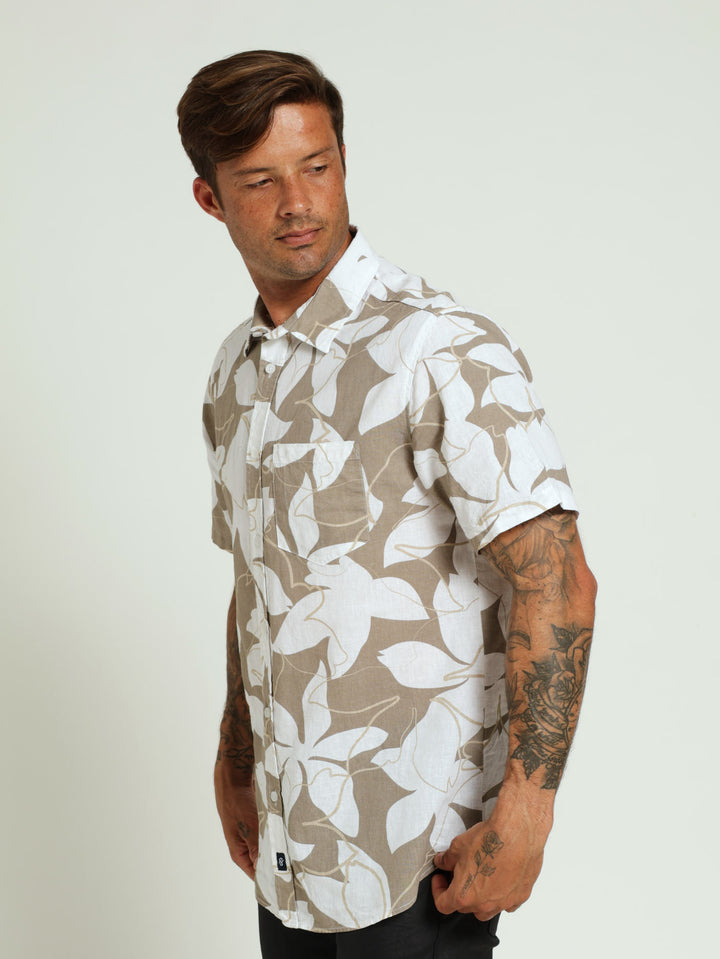 Abstract Print Shirt - Camel