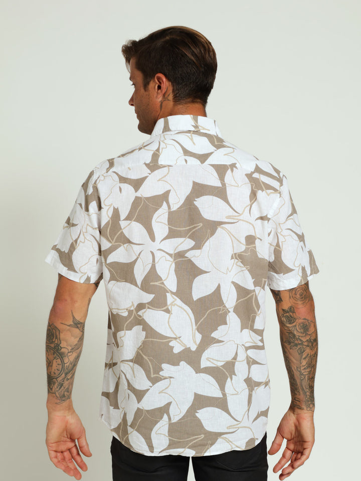 Abstract Print Shirt - Camel