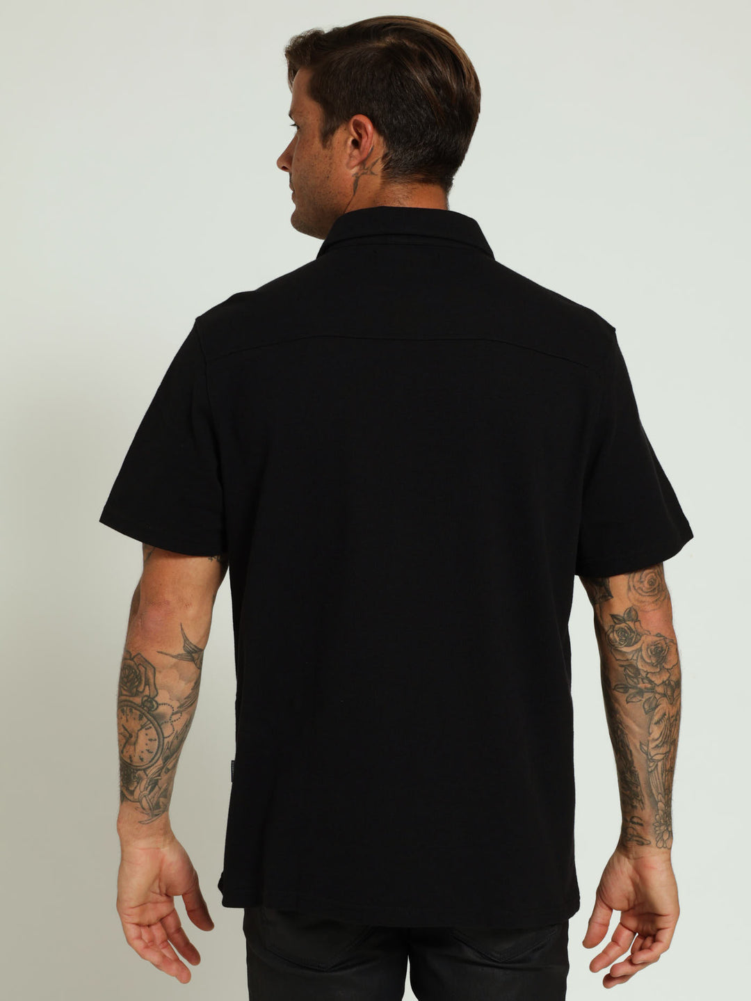 Knitted Slub Shirt - Black