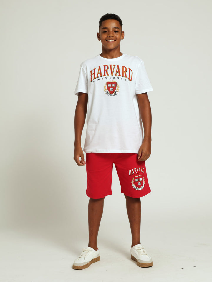 Boys Harvard Print Tee - White