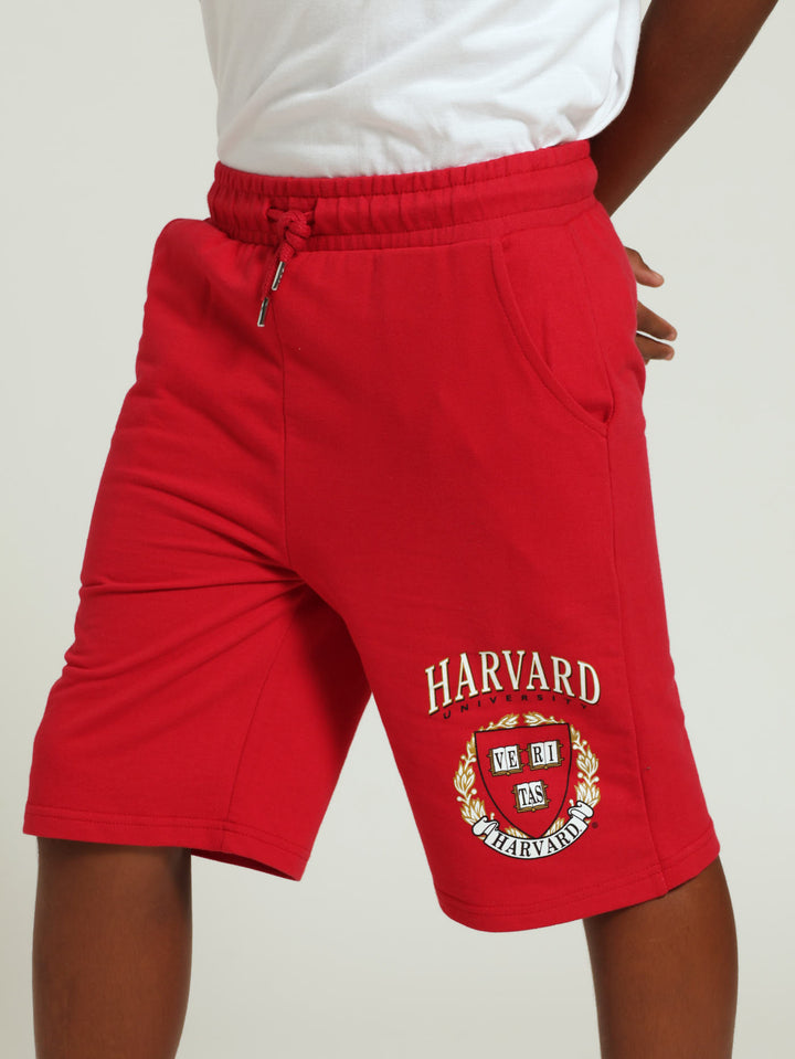 Boys Harvard Print Shorts - Red