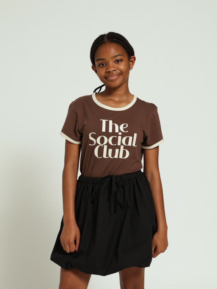 Girls Regular The Social Tee - Brown