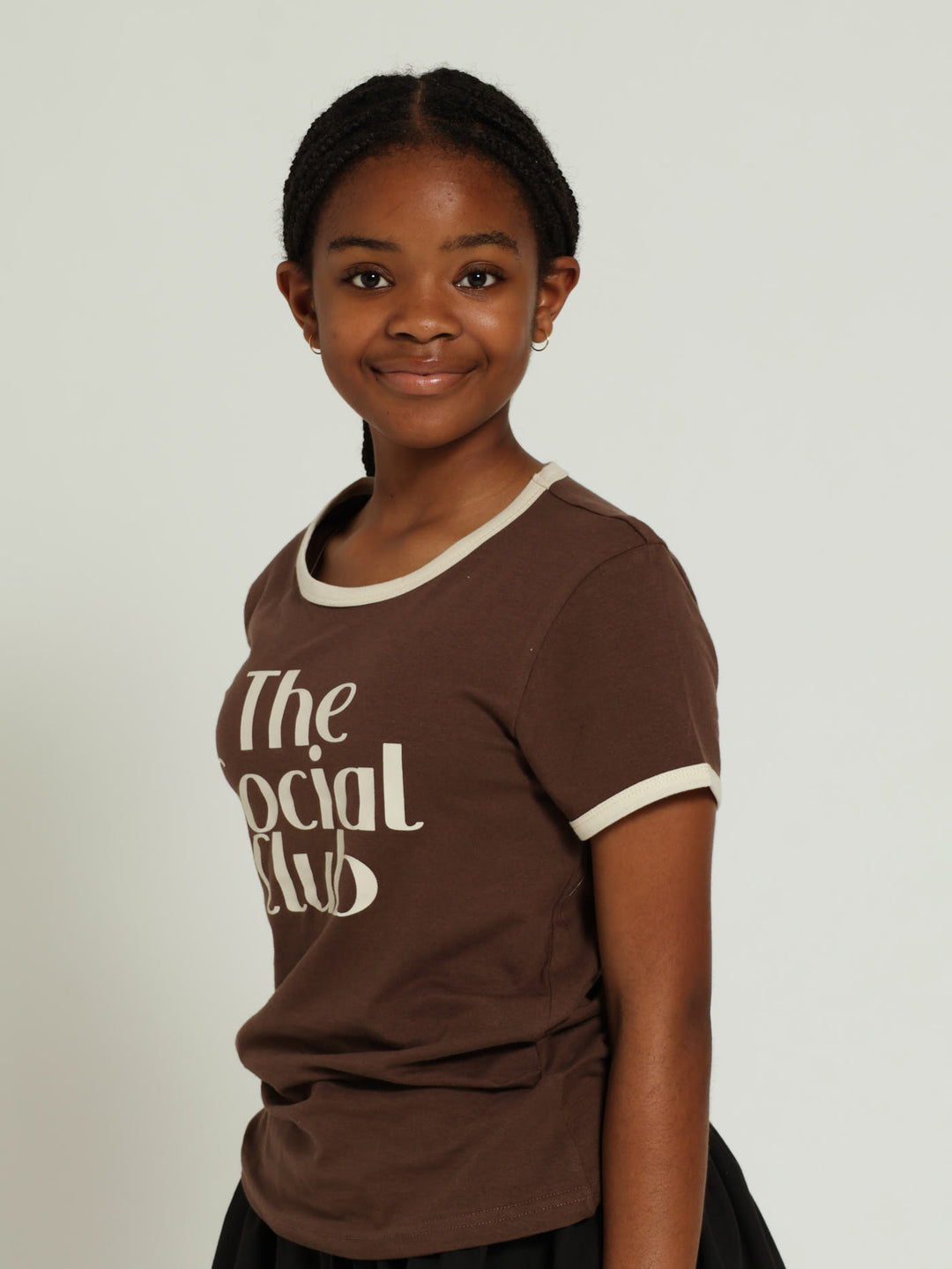 Girls Regular The Social Tee - Brown