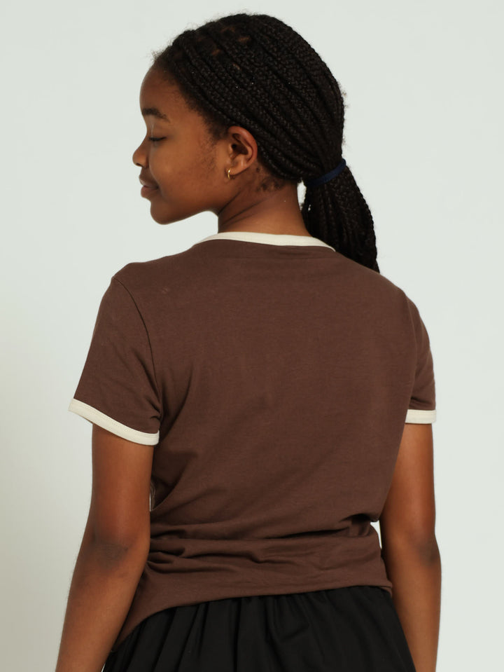 Girls Regular The Social Tee - Brown