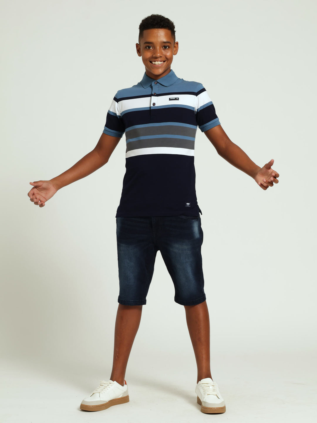 Boys Stripe Golfer - Blue