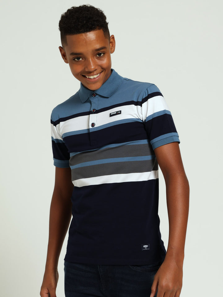 Boys Stripe Golfer - Blue