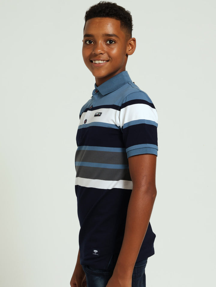 Boys Stripe Golfer - Blue