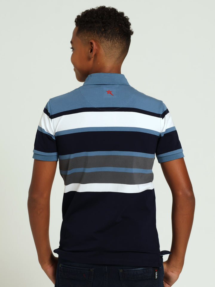 Boys Stripe Golfer - Blue