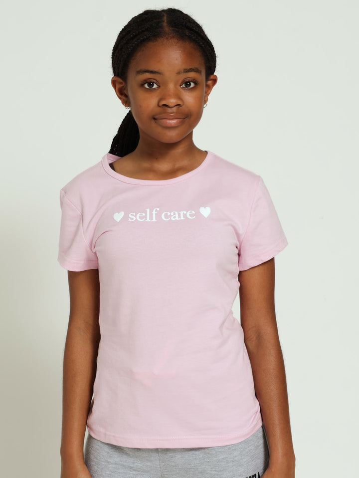 Girls Regular Self Care Tee - Pink