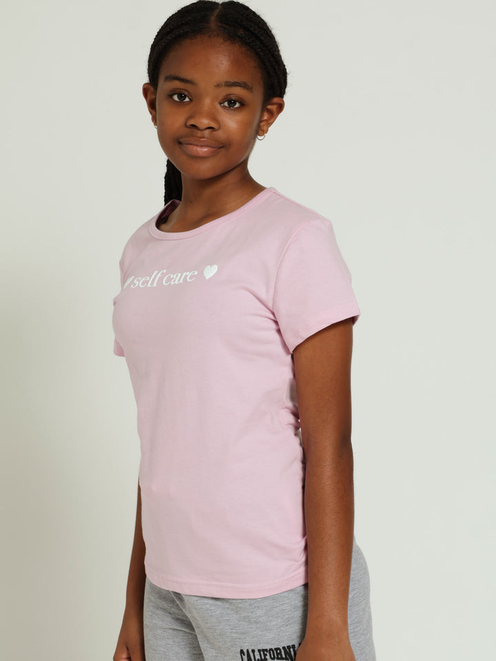 Girls Regular Self Care Tee - Pink